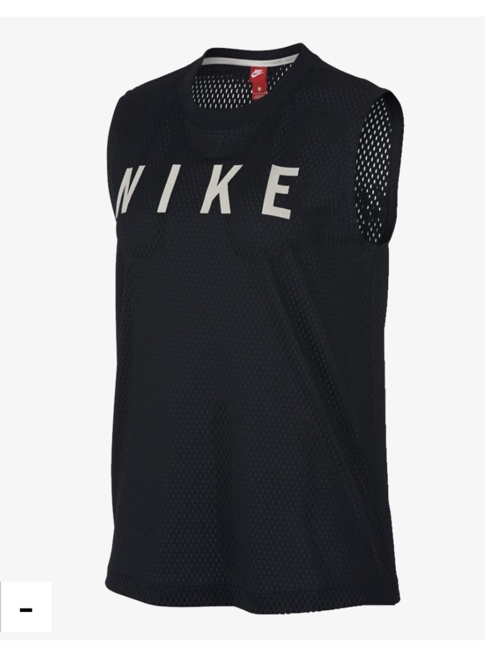 Nike Black Mesh Sleeveless Sports Top with White Logo size Small